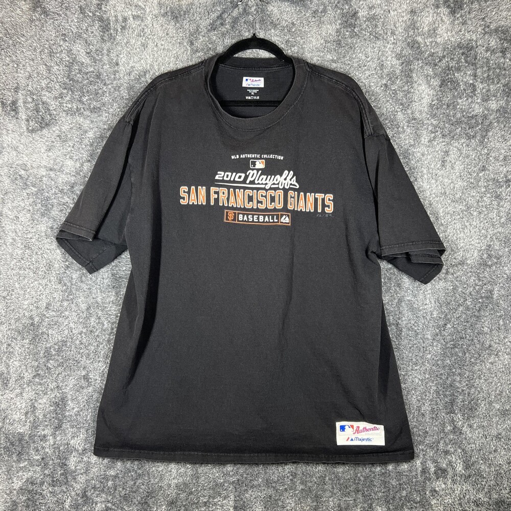 San Francisco Giants Shirt Mens XL Black MLB Baseball Majestic 2010 Playoffs Tee
